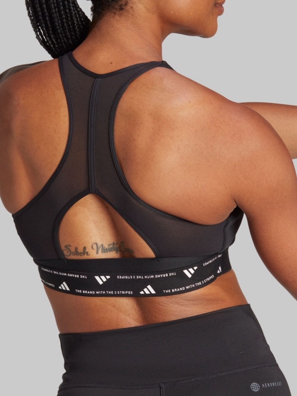 Adidas Powerreact Training Medium-Support Sports Bra Black Racerback Medium gym